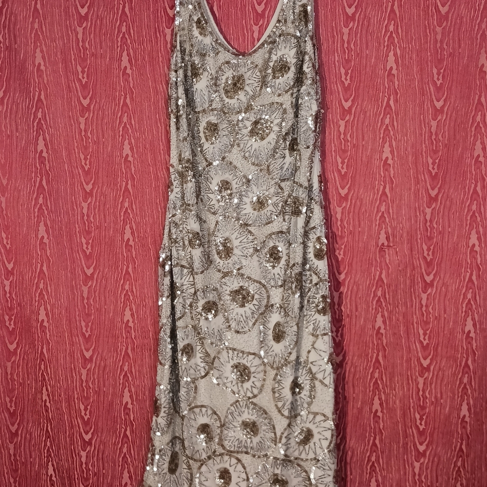 LAUREN RALPH LAUREN PURPLE LABEL NOMITA SEQUIN/BEADS Embellished Midi Cocktail - Picture 2 of 16